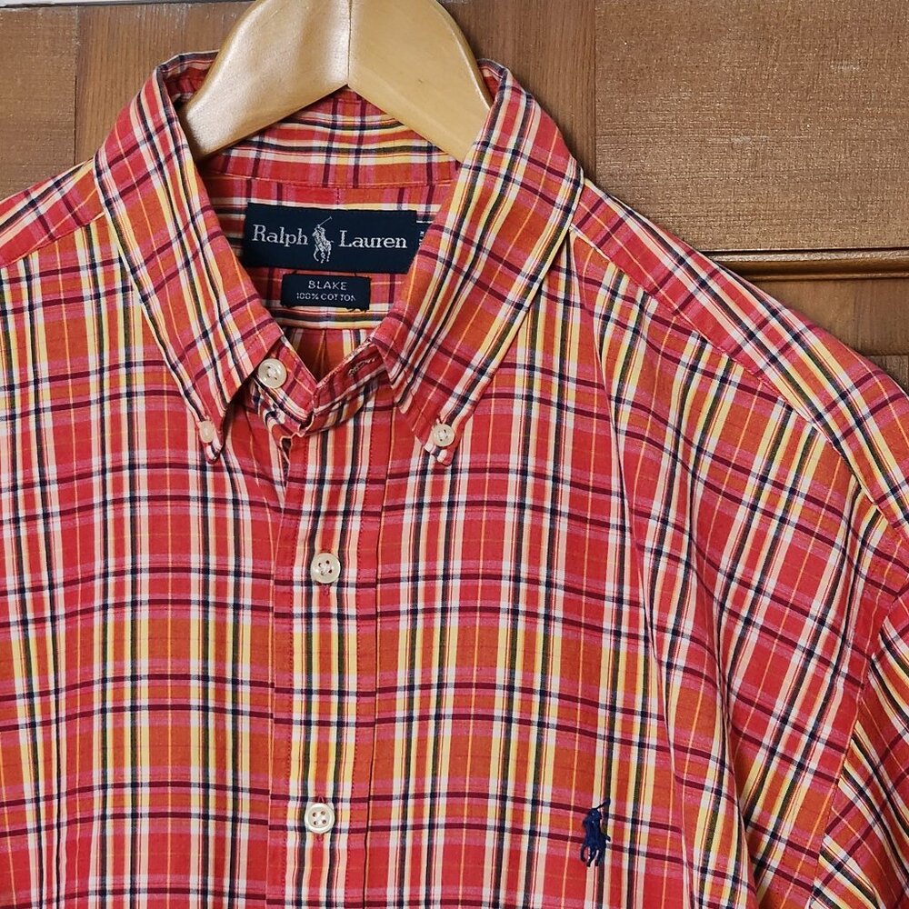 VTG 90's POLO Ralph Lauren S/S Auth Indian Madras Sz Large